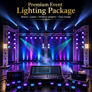 Premium Event Lighting Package | Beams, Lasers, Wireless Uplights & Truss Design